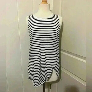 Frank & Eileen Asymmetrical Tee‎ Lab Striped Tank Top Black White